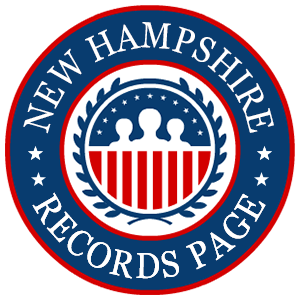 A red, white, and blue round logo with the words New Hampshire Records Page